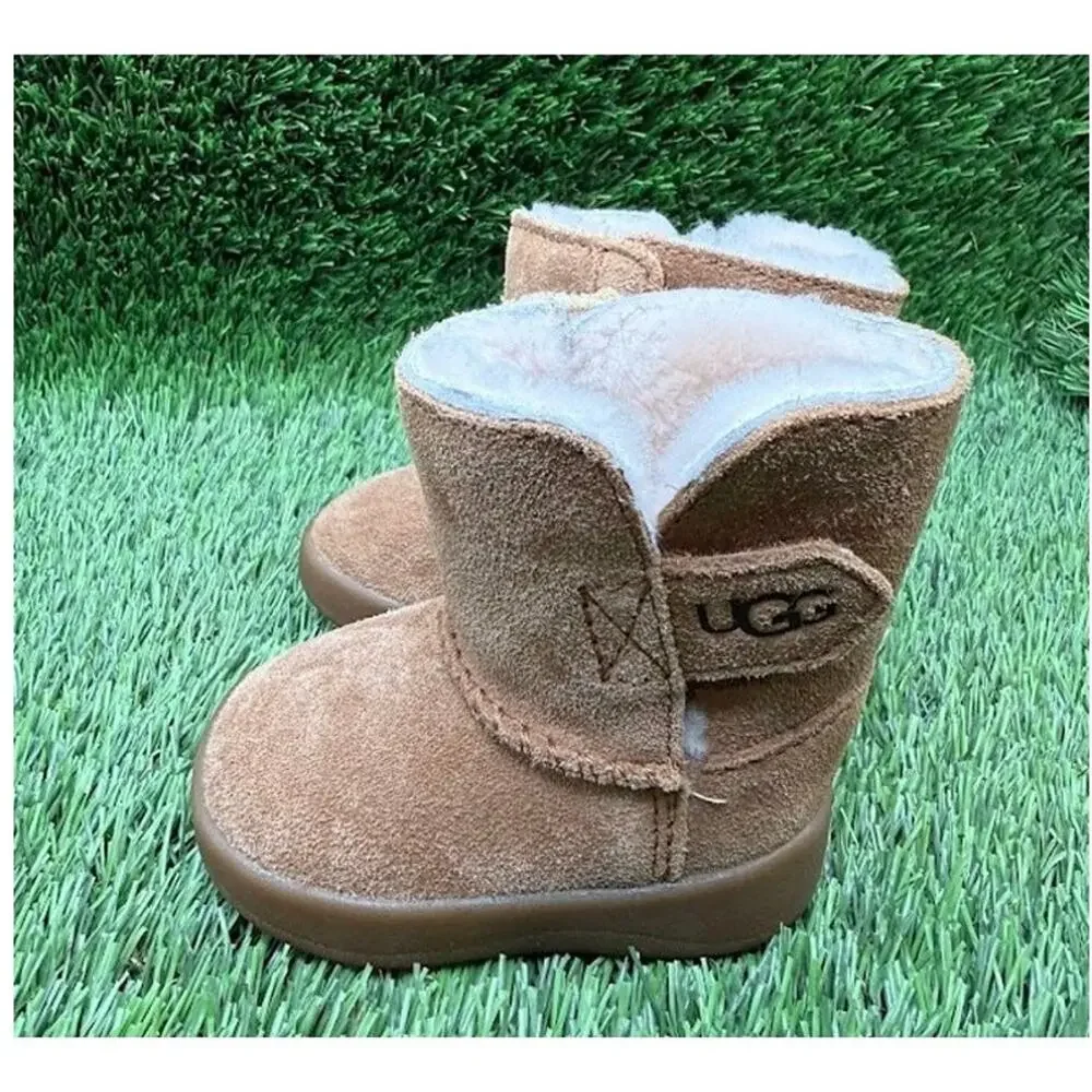 UGG Infant Keelan Boot Suede Brown Sheepskin 1096089I – Size 0/1 US / 16 EU